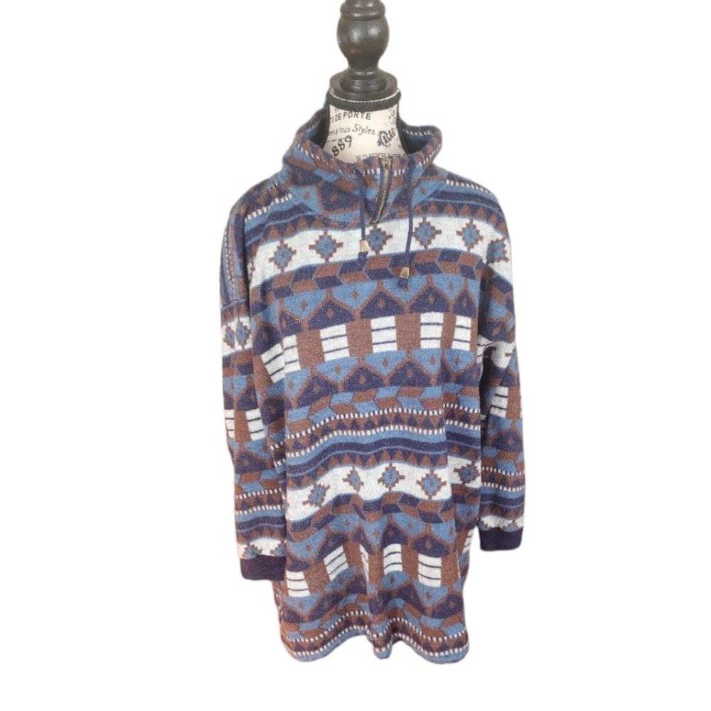 Variations Fleece Cardigan Women's Aztec Print Size M Acrylic